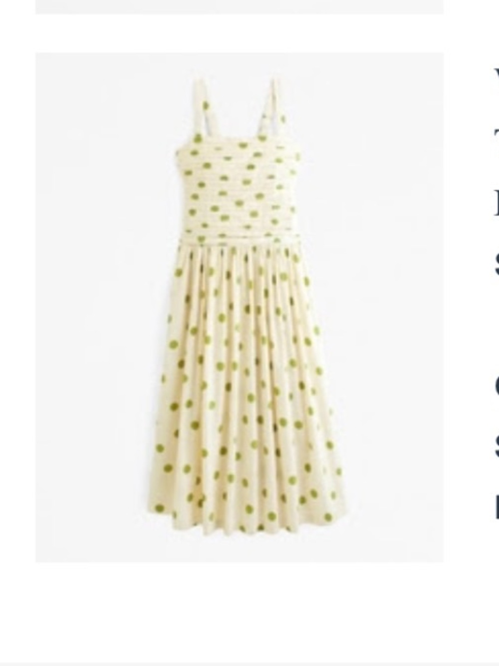 Abercrombie & Fitch Cream Midi Dress with Green Polka Dots - Picture 6 of 6